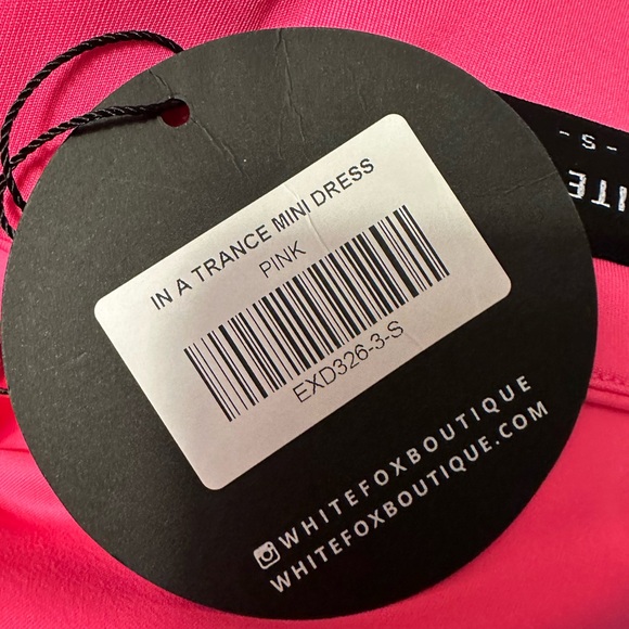 White Fox Boutique Hot Pink Feather Hem Mini Dress - Picture 6 of 10